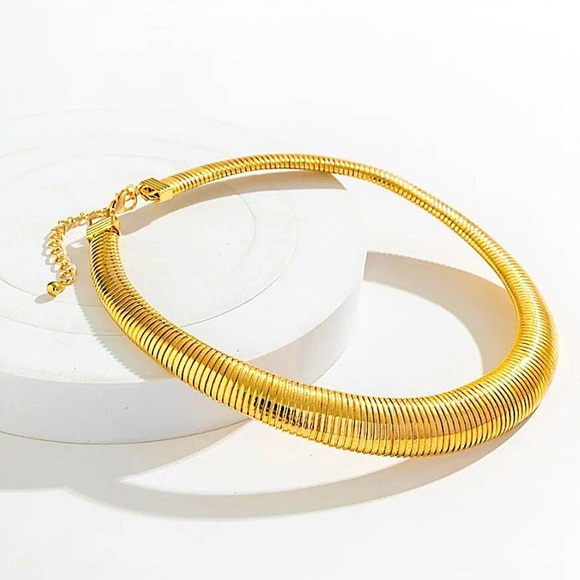 Gold Collar Exaggerated Choker Grunge Punk Spiral - Picture 5 of 5